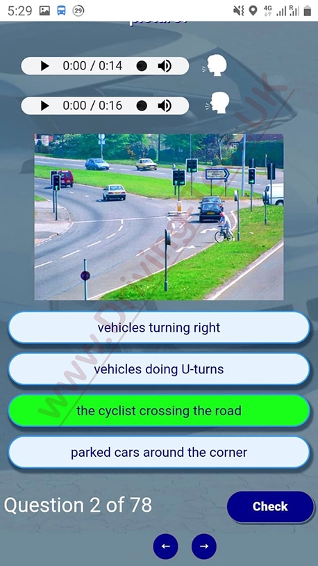 Bezplatný online panel britského vodičského testu – Kapitola 5: Vnímanie nebezpečenstva